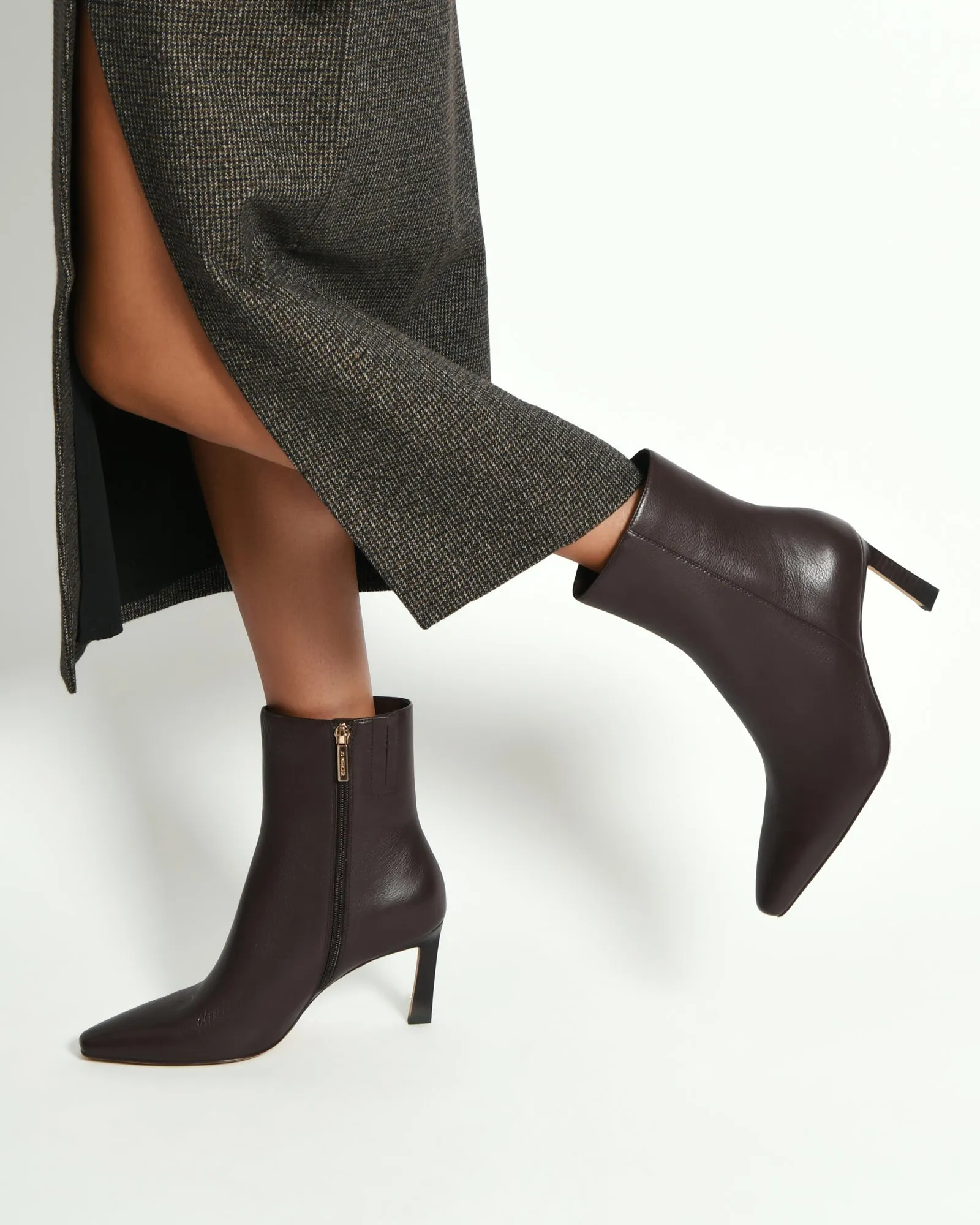 NESSIE MID ANKLE BOOTS BITTER CHOC LEATHER Jo Mercer