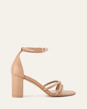 NICOLA MID HEEL SANDALS TAN LEATHER Jo Mercer