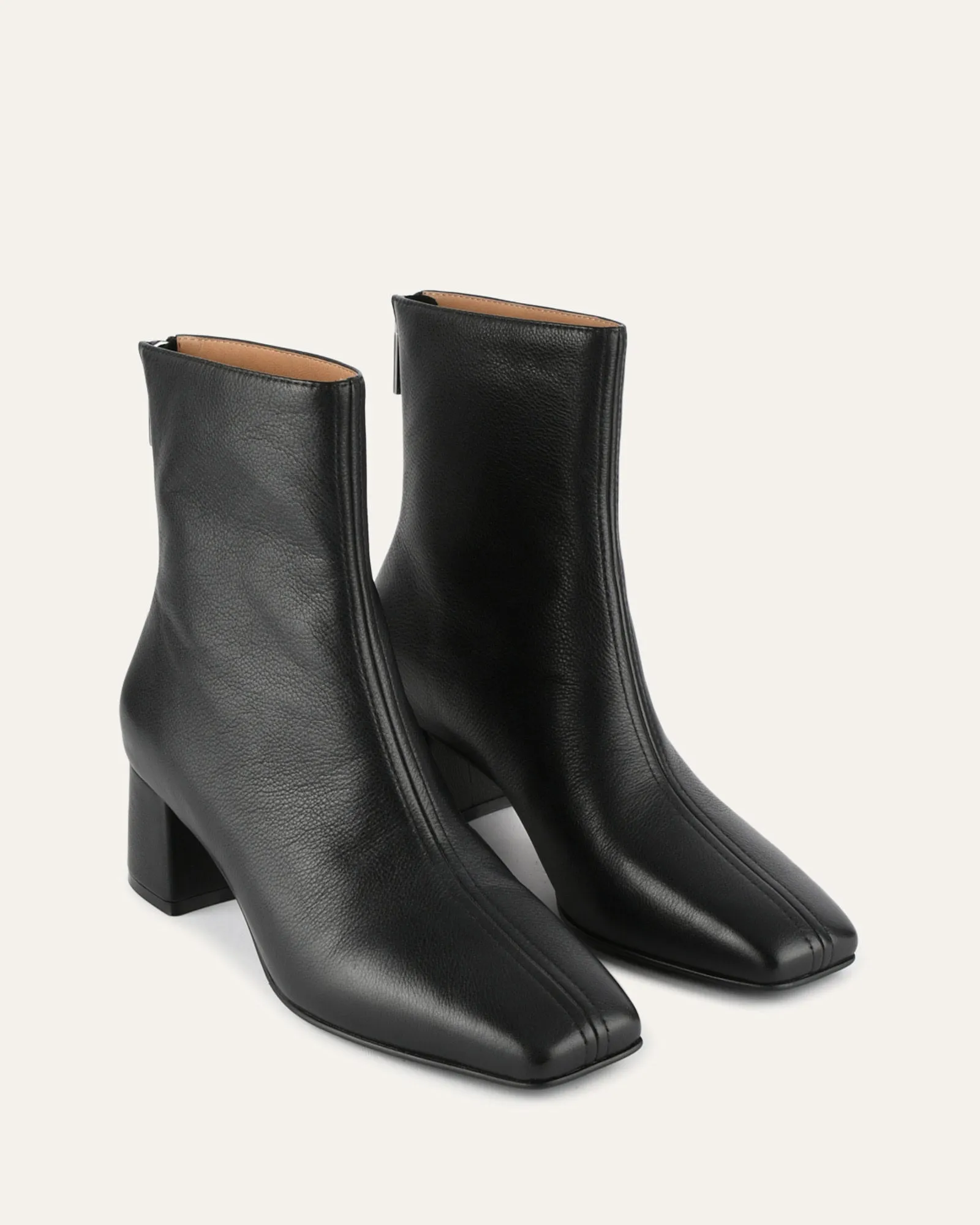 NORI MID ANKLE BOOTS BLACK LEATHER Jo Mercer