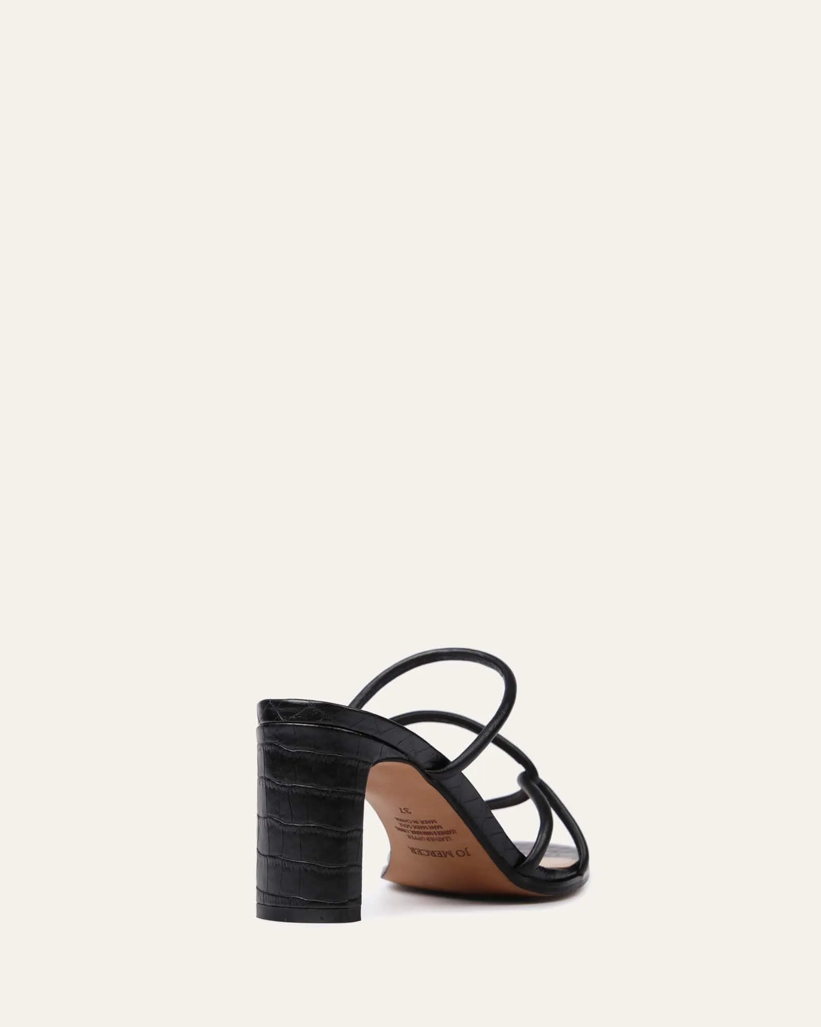 NOVI MID HEEL SANDALS BLACK LEATHER Jo Mercer