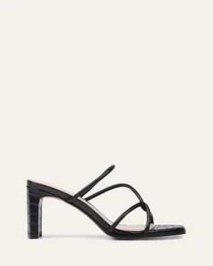 NOVI MID HEEL SANDALS BLACK LEATHER Jo Mercer