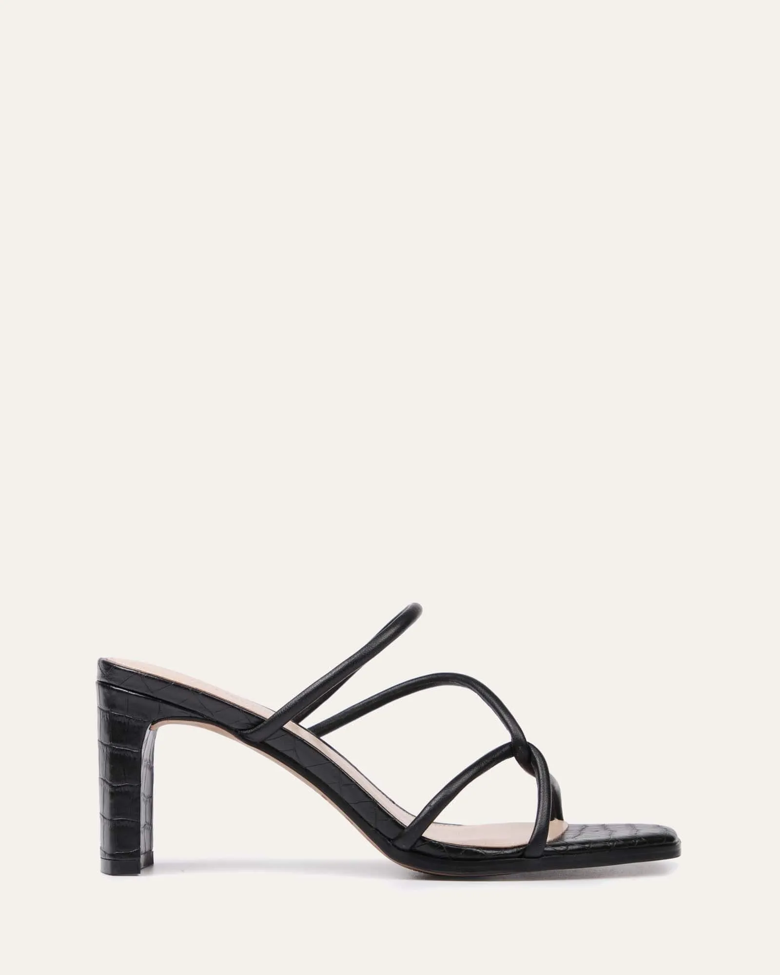 NOVI MID HEEL SANDALS BLACK LEATHER Jo Mercer