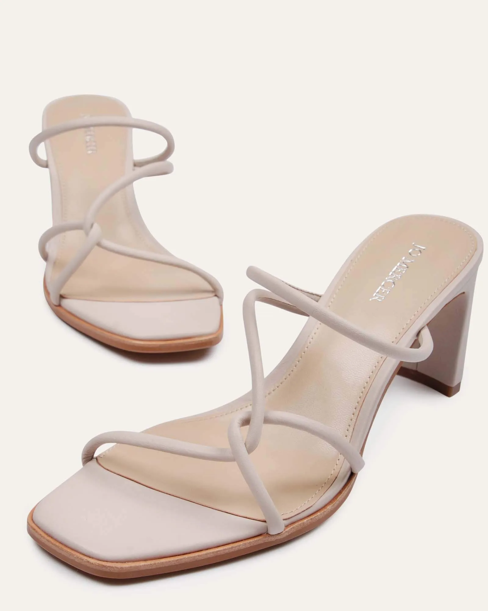 NOVI MID HEEL SANDALS BONE LEATHER Jo Mercer