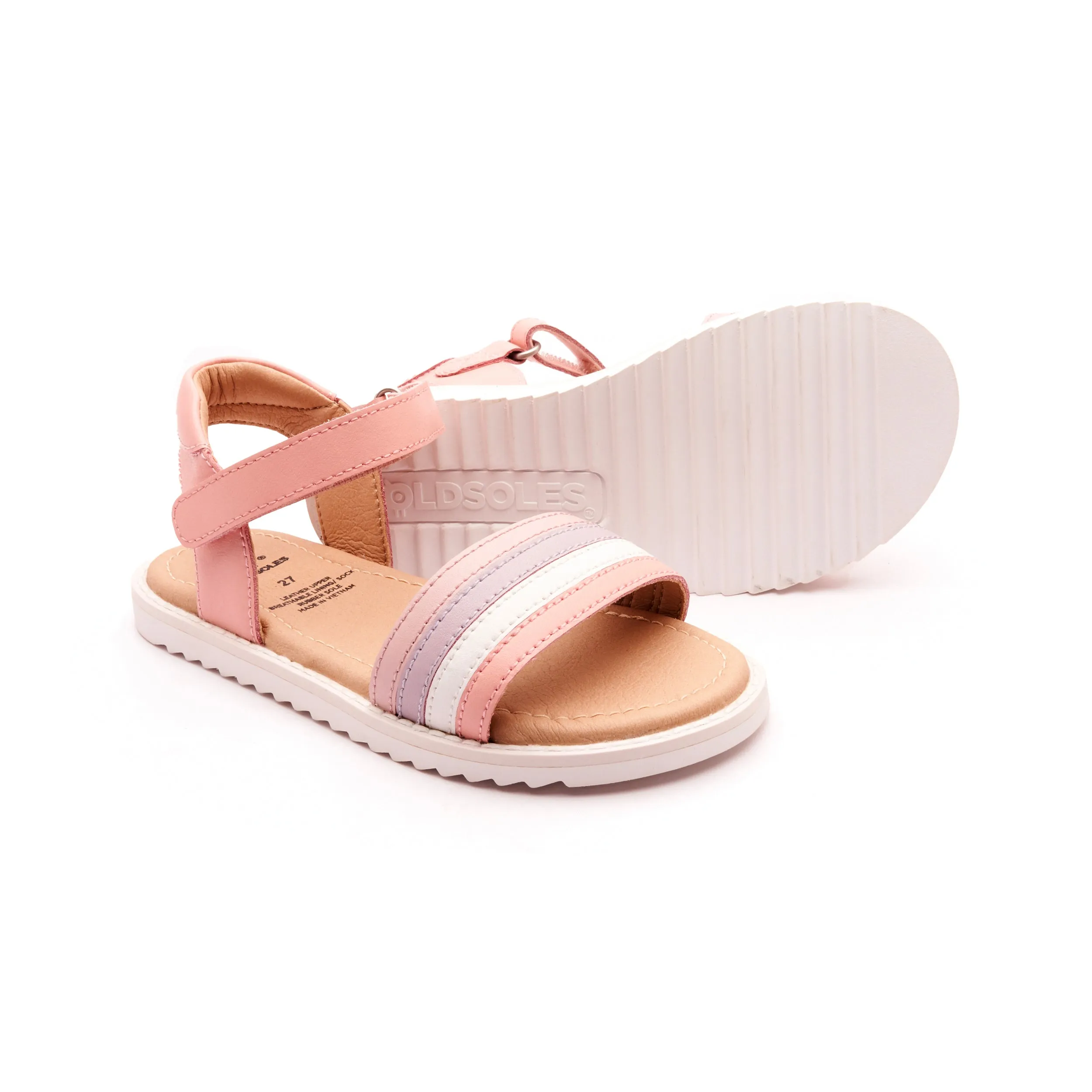 Old Soles Girl's 7019 Colour Pot Leather Sandals, Cipria / Snow / Lilium / Dalia