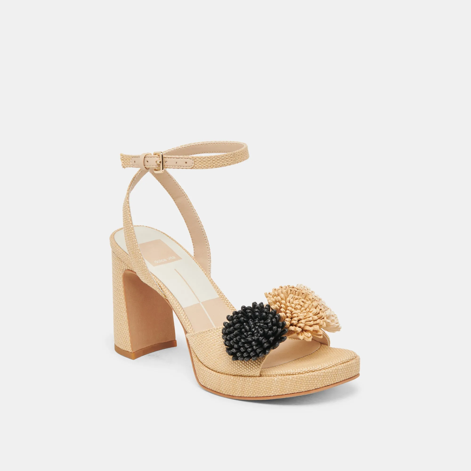 OLIVEA HEELS BLACK NATURAL RAFFIA Dolce Vita