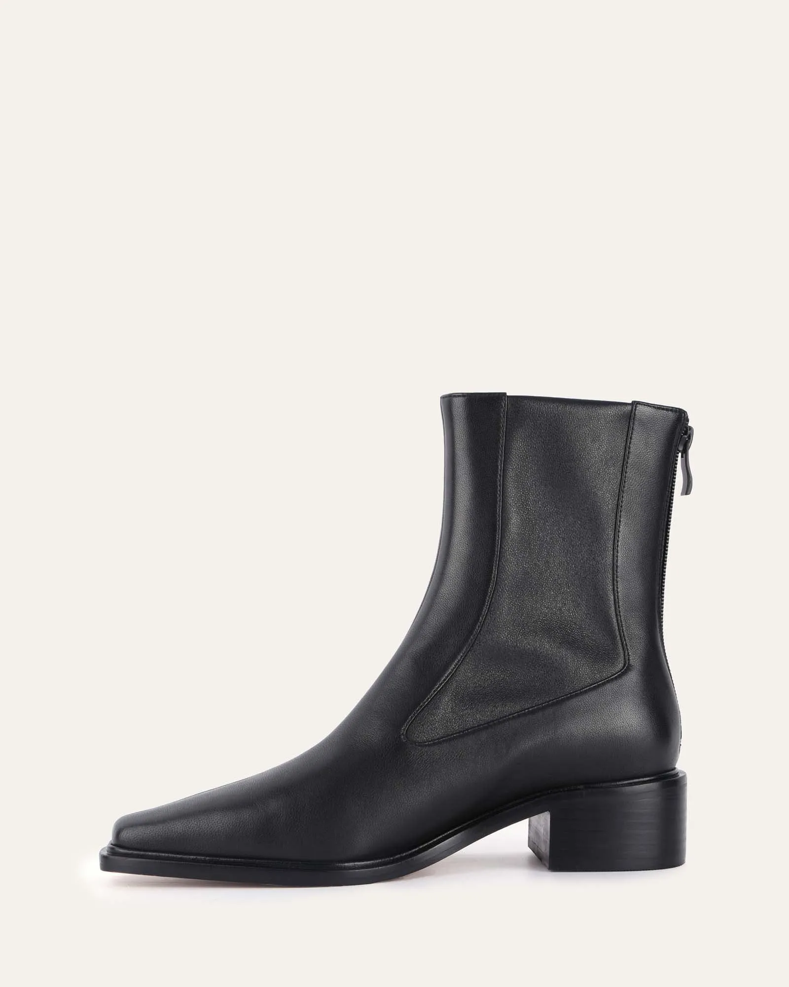 OLYMPIA FLAT ANKLE BOOTS BLACK LEATHER Jo Mercer