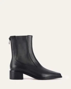 OLYMPIA FLAT ANKLE BOOTS BLACK LEATHER Jo Mercer