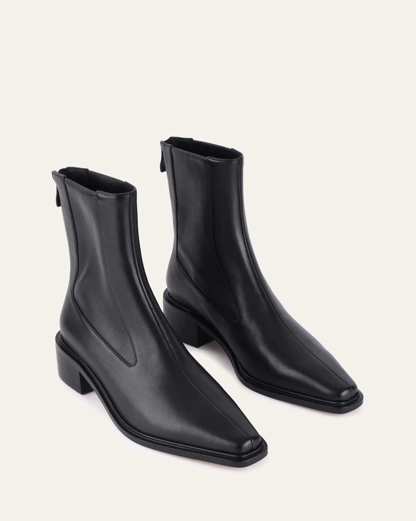 OLYMPIA FLAT ANKLE BOOTS BLACK LEATHER Jo Mercer