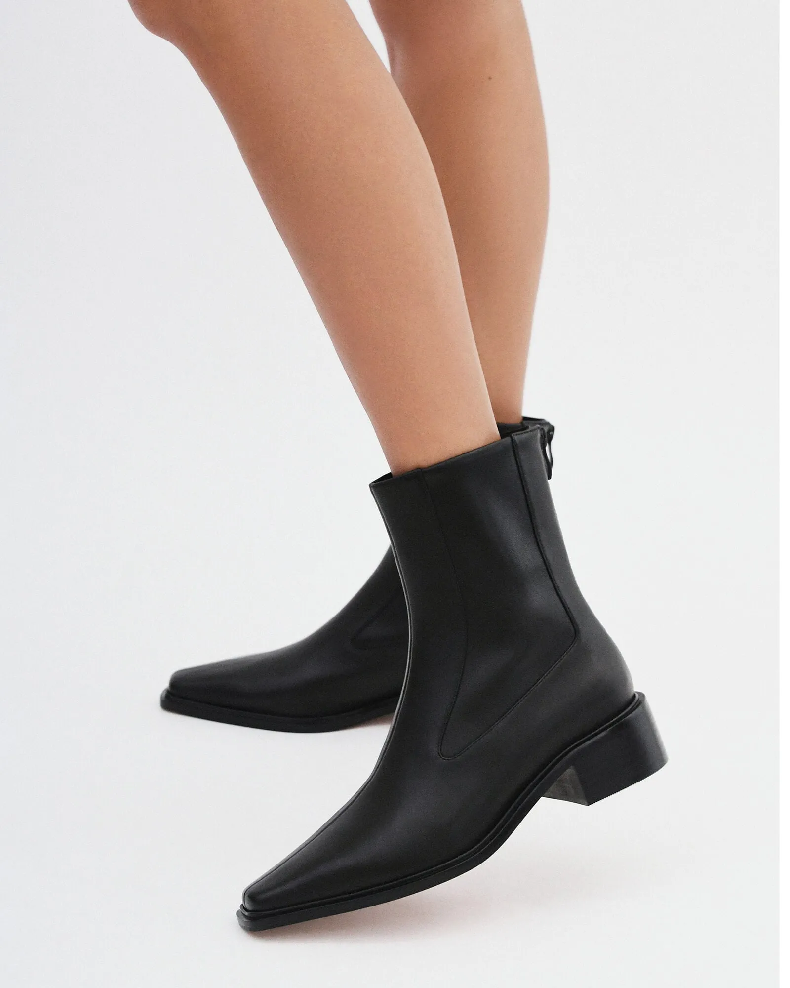 OLYMPIA FLAT ANKLE BOOTS BLACK LEATHER Jo Mercer