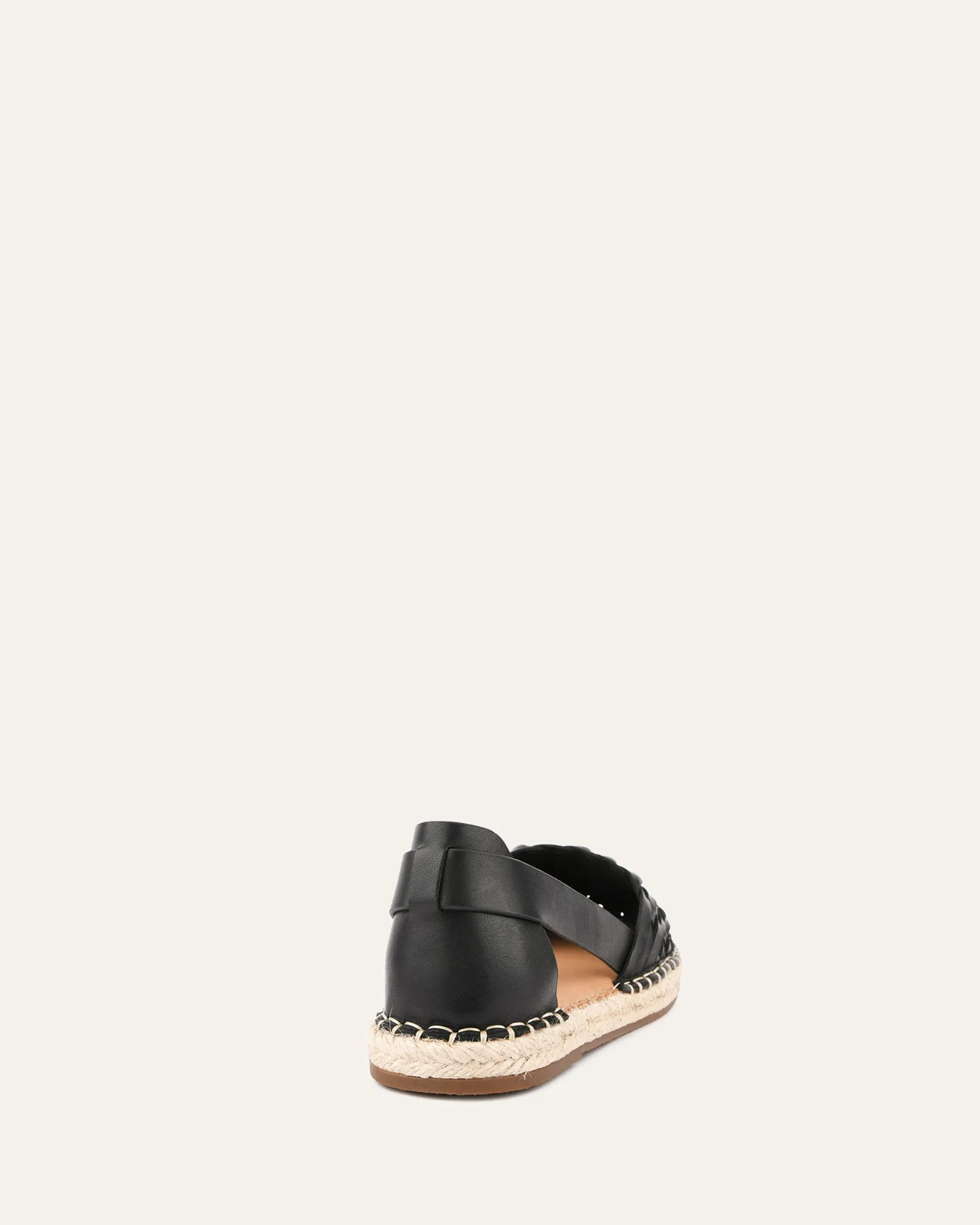 OPAL FLAT ESPADRILLES BLACK LEATHER Jo Mercer