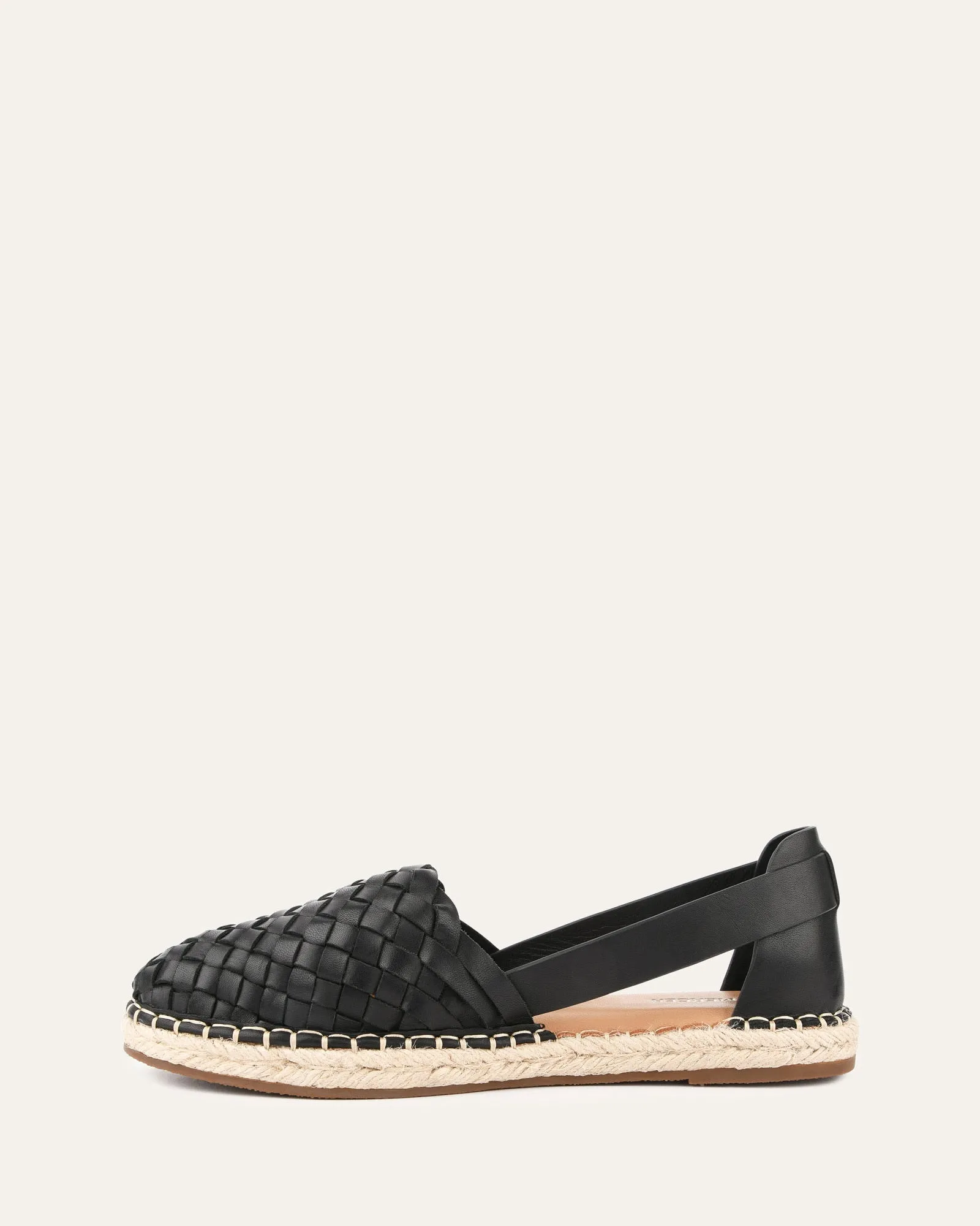 OPAL FLAT ESPADRILLES BLACK LEATHER Jo Mercer