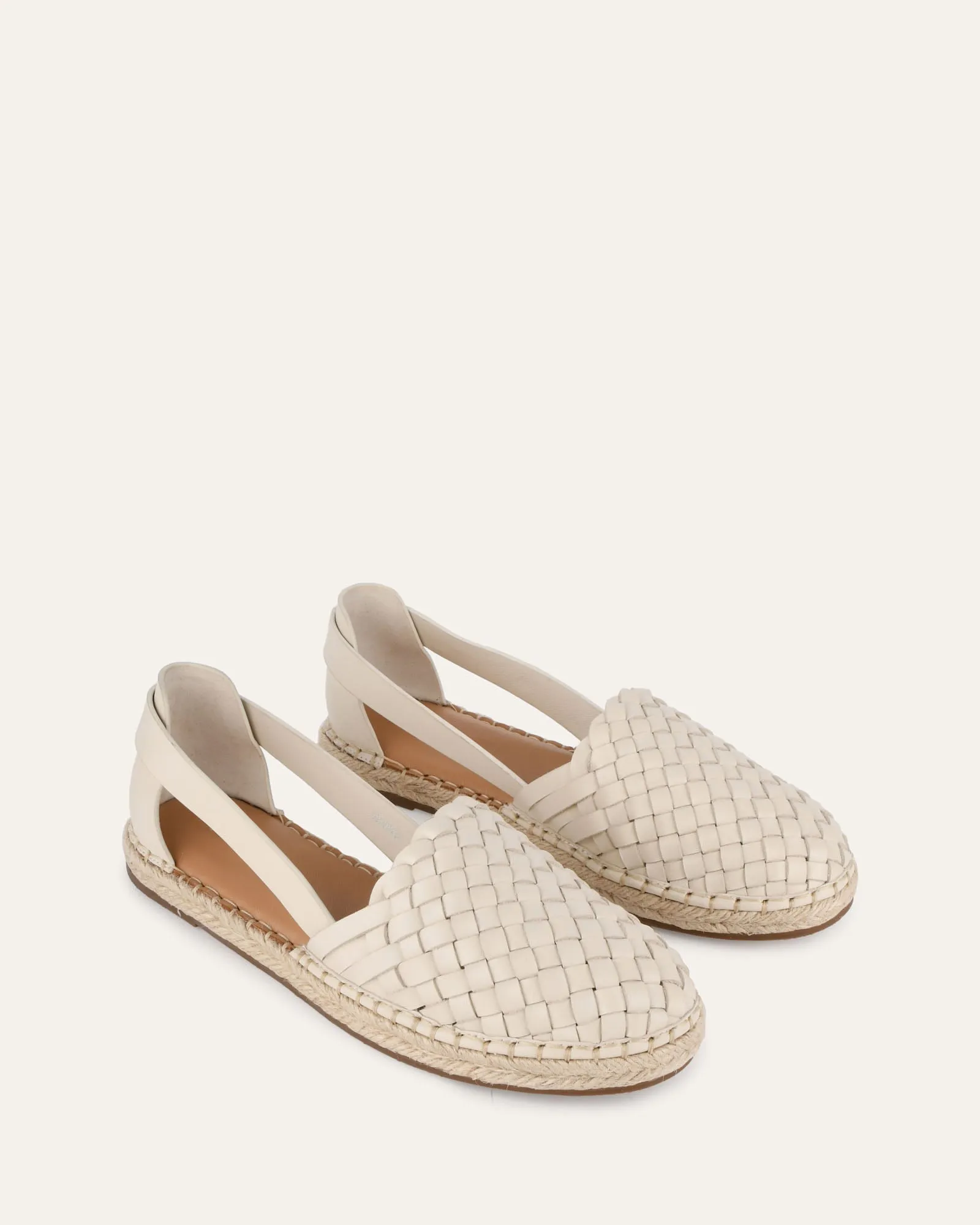 OPAL FLAT ESPADRILLES OFF WHITE LEATHER Jo Mercer
