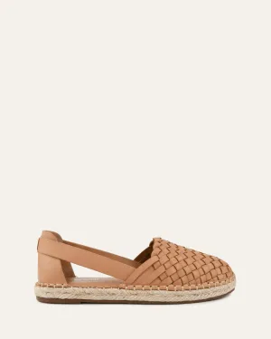 OPAL FLAT ESPADRILLES TOFFEE LEATHER Jo Mercer