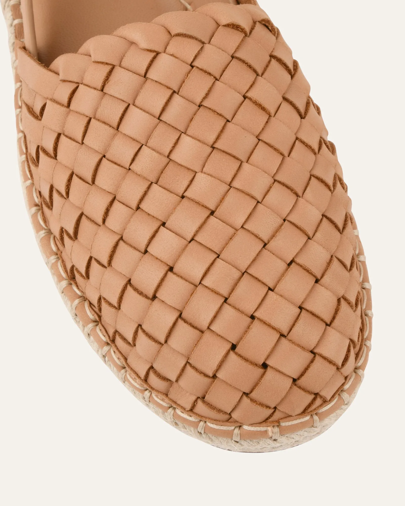 OPAL FLAT ESPADRILLES TOFFEE LEATHER Jo Mercer