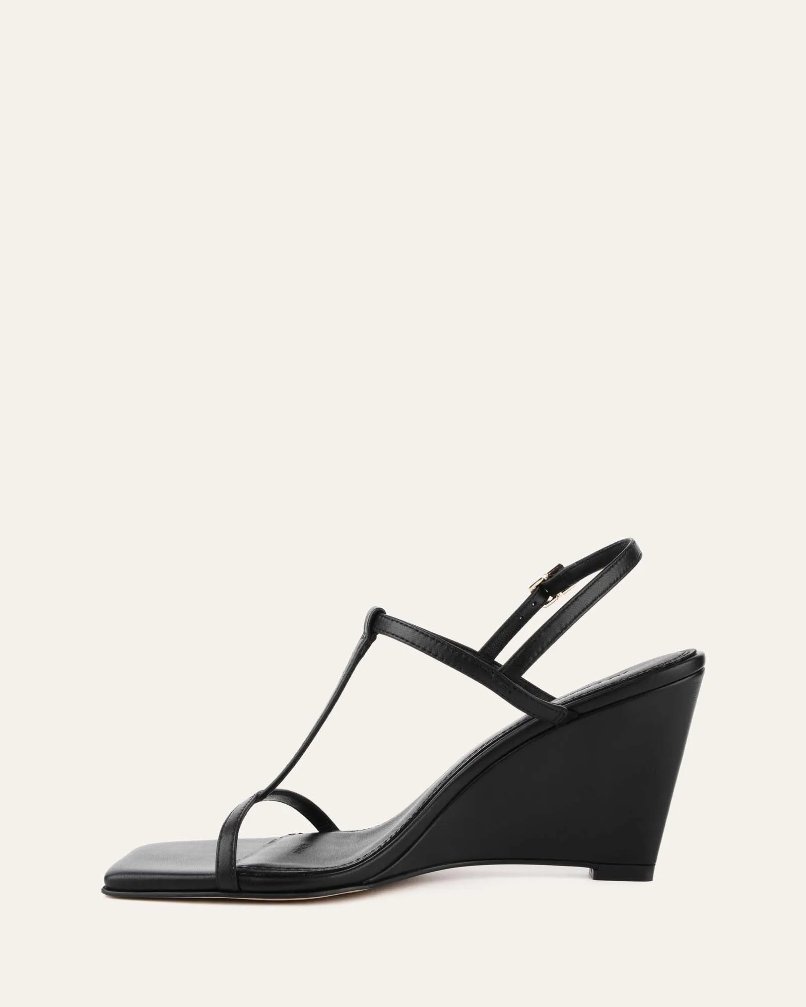 OPHELIA MID HEEL WEDGES BLACK LEATHER Jo Mercer
