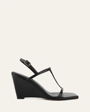 OPHELIA MID HEEL WEDGES BLACK LEATHER Jo Mercer