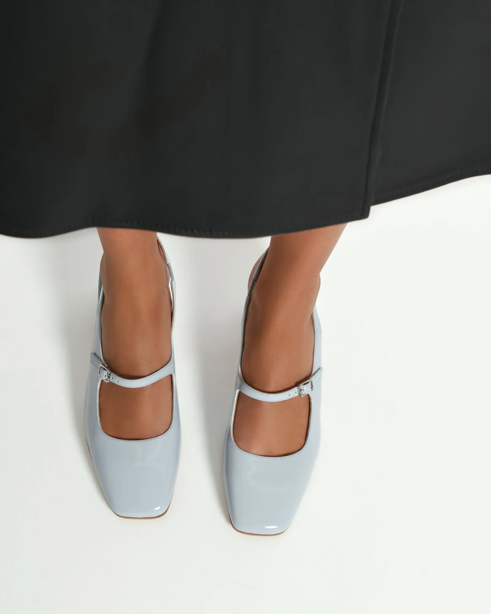 PEGGY LOW HEELS MIST BLUE PATENT Jo Mercer