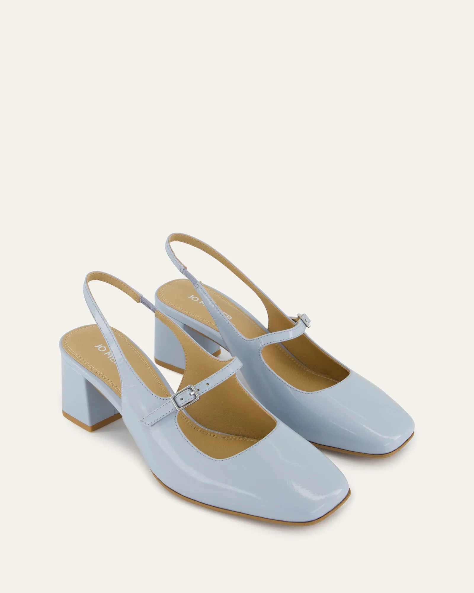 PEGGY LOW HEELS MIST BLUE PATENT Jo Mercer