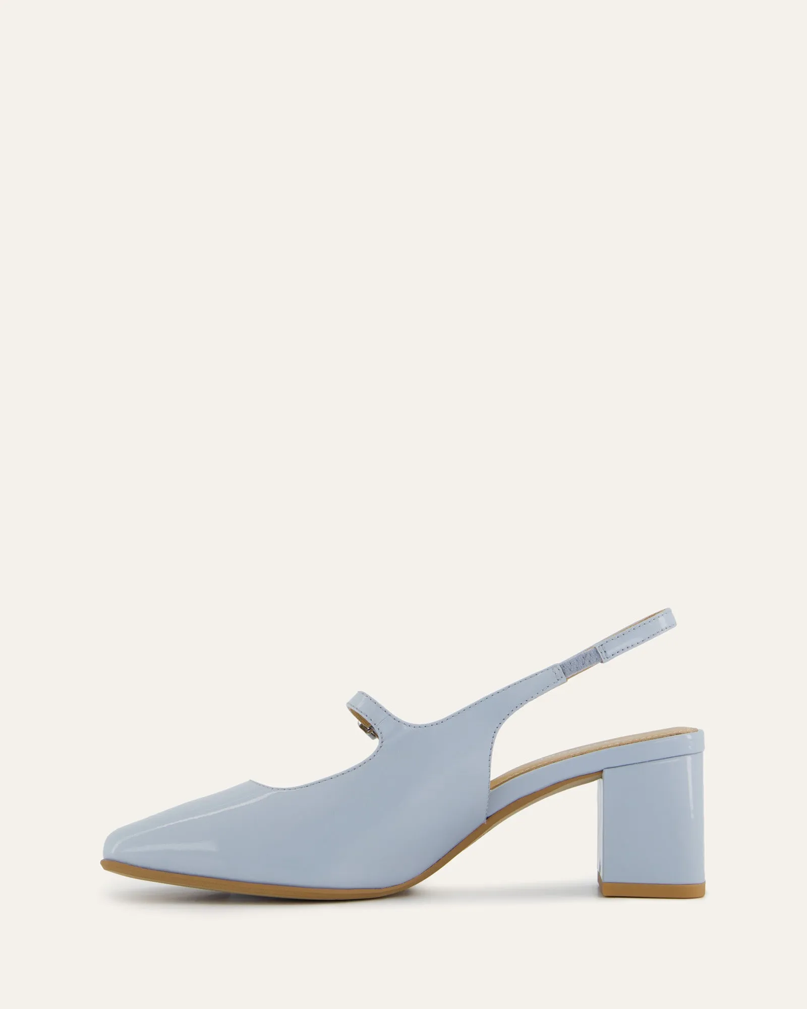 PEGGY LOW HEELS MIST BLUE PATENT Jo Mercer