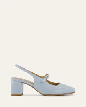 PEGGY LOW HEELS MIST BLUE PATENT Jo Mercer