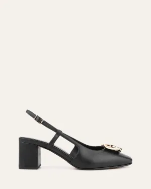 PETRA LOW HEELS BLACK LEATHER Jo Mercer