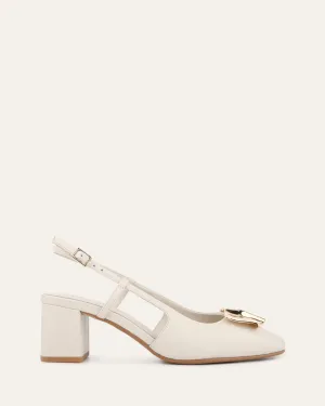 PETRA LOW HEELS OFF WHITE LEATHER Jo Mercer