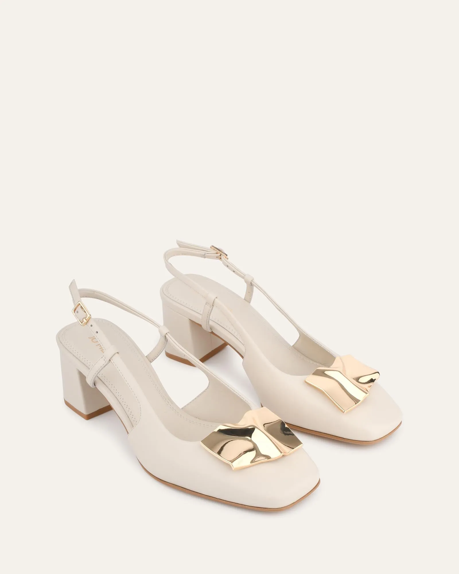 PETRA LOW HEELS OFF WHITE LEATHER Jo Mercer