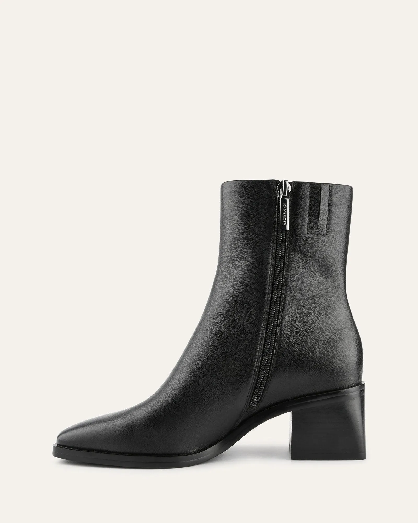 QUADE MID ANKLE BOOTS BLACK LEATHER Jo Mercer