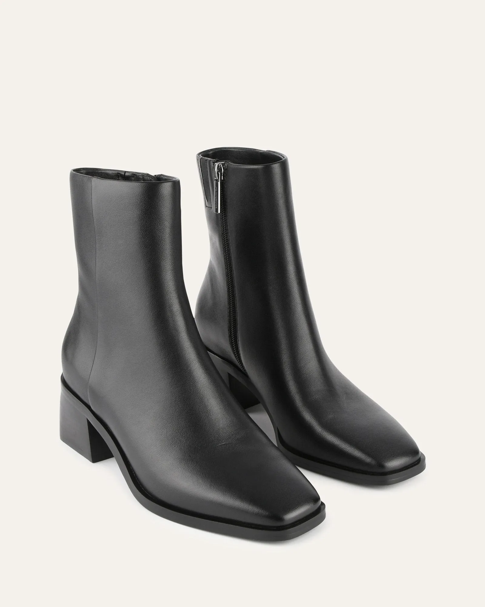 QUADE MID ANKLE BOOTS BLACK LEATHER Jo Mercer