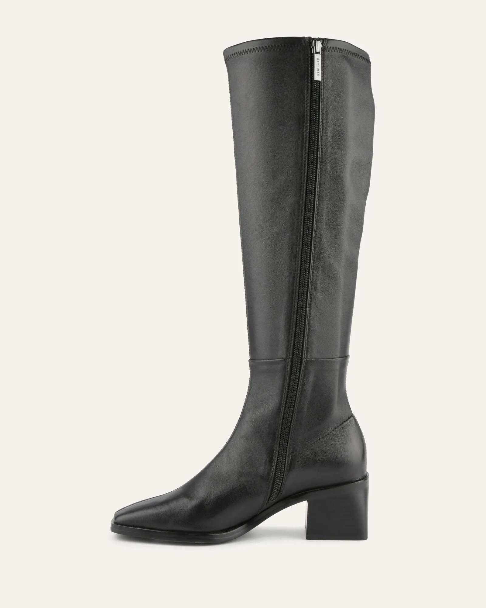 QUEENIE KNEE BOOTS BLACK LEATHER Jo Mercer