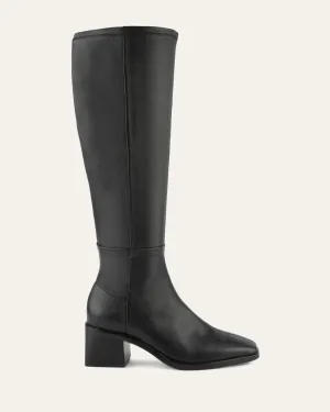 QUEENIE KNEE BOOTS BLACK LEATHER Jo Mercer