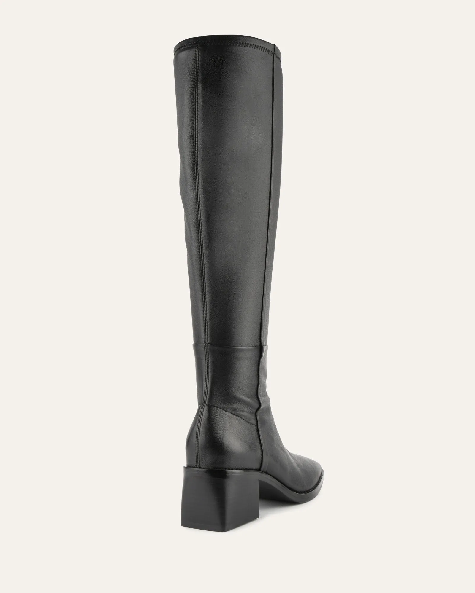 QUEENIE KNEE BOOTS BLACK LEATHER Jo Mercer