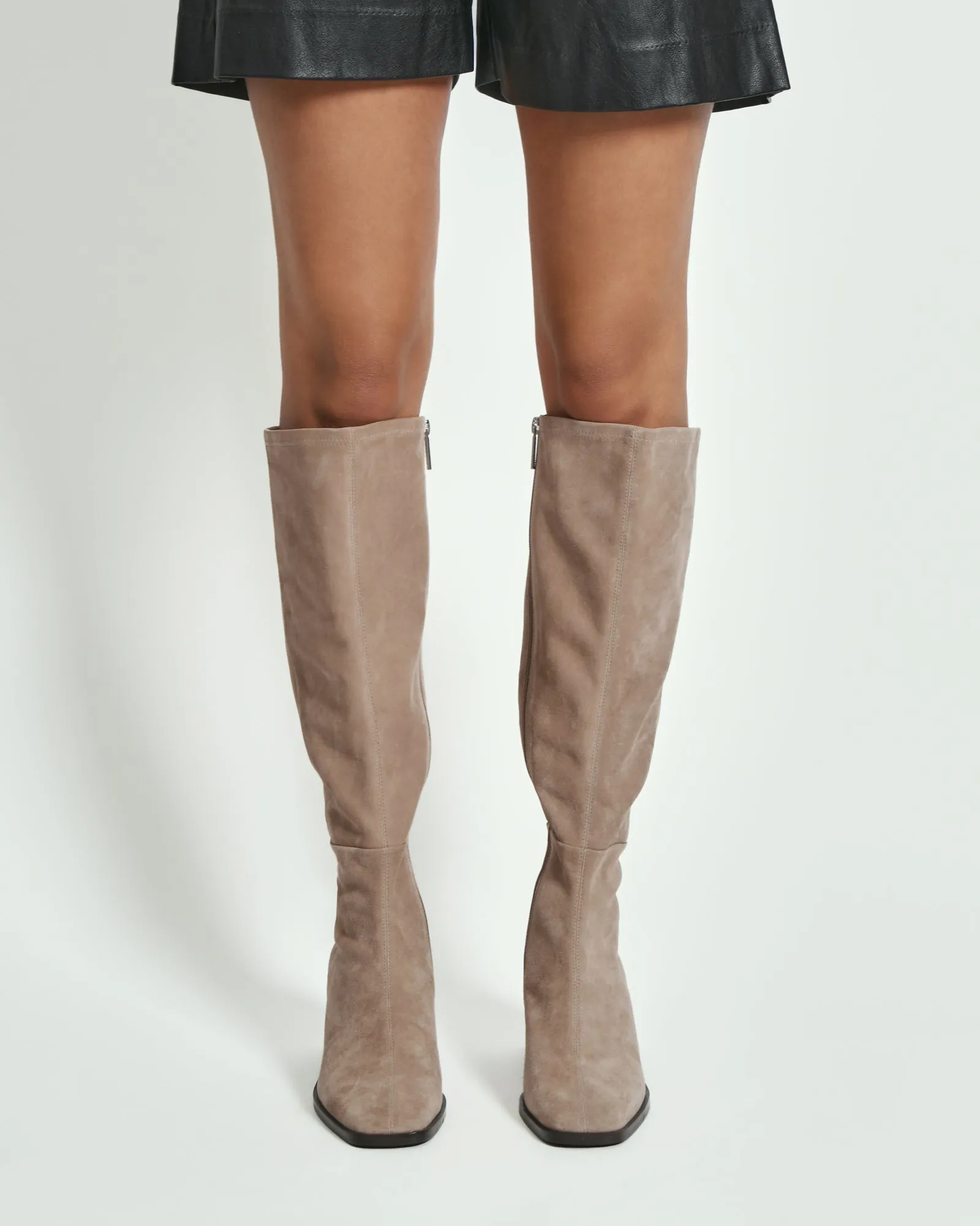 QUEENIE KNEE BOOTS TAUPE SUEDE Jo Mercer