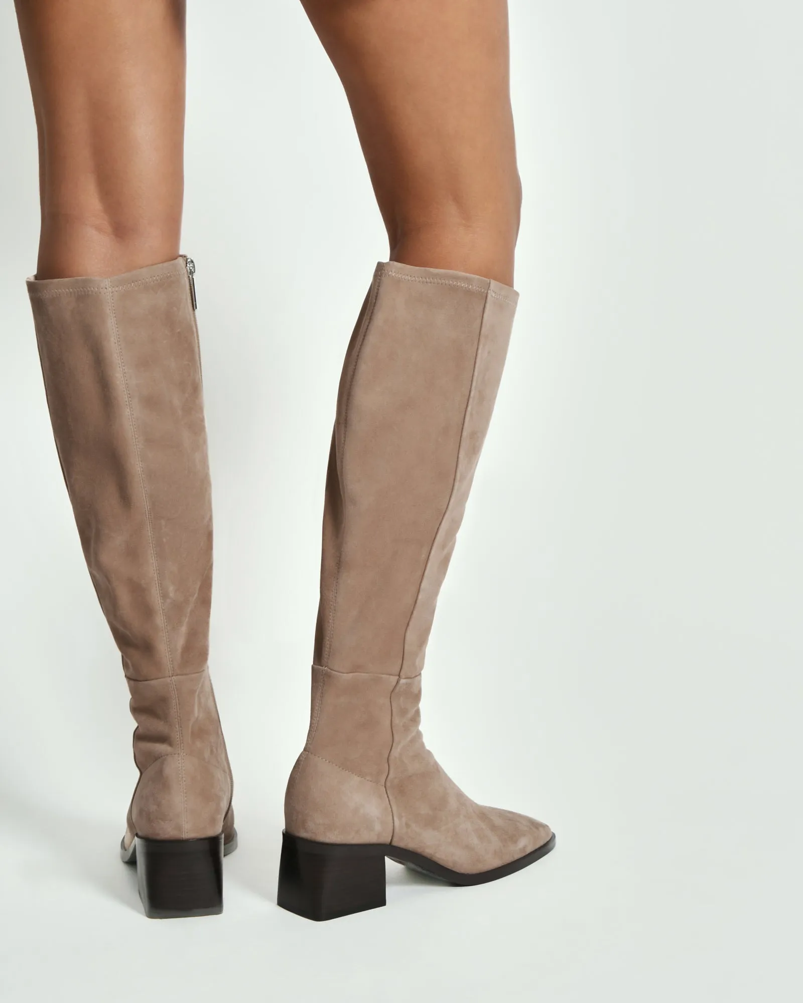 QUEENIE KNEE BOOTS TAUPE SUEDE Jo Mercer