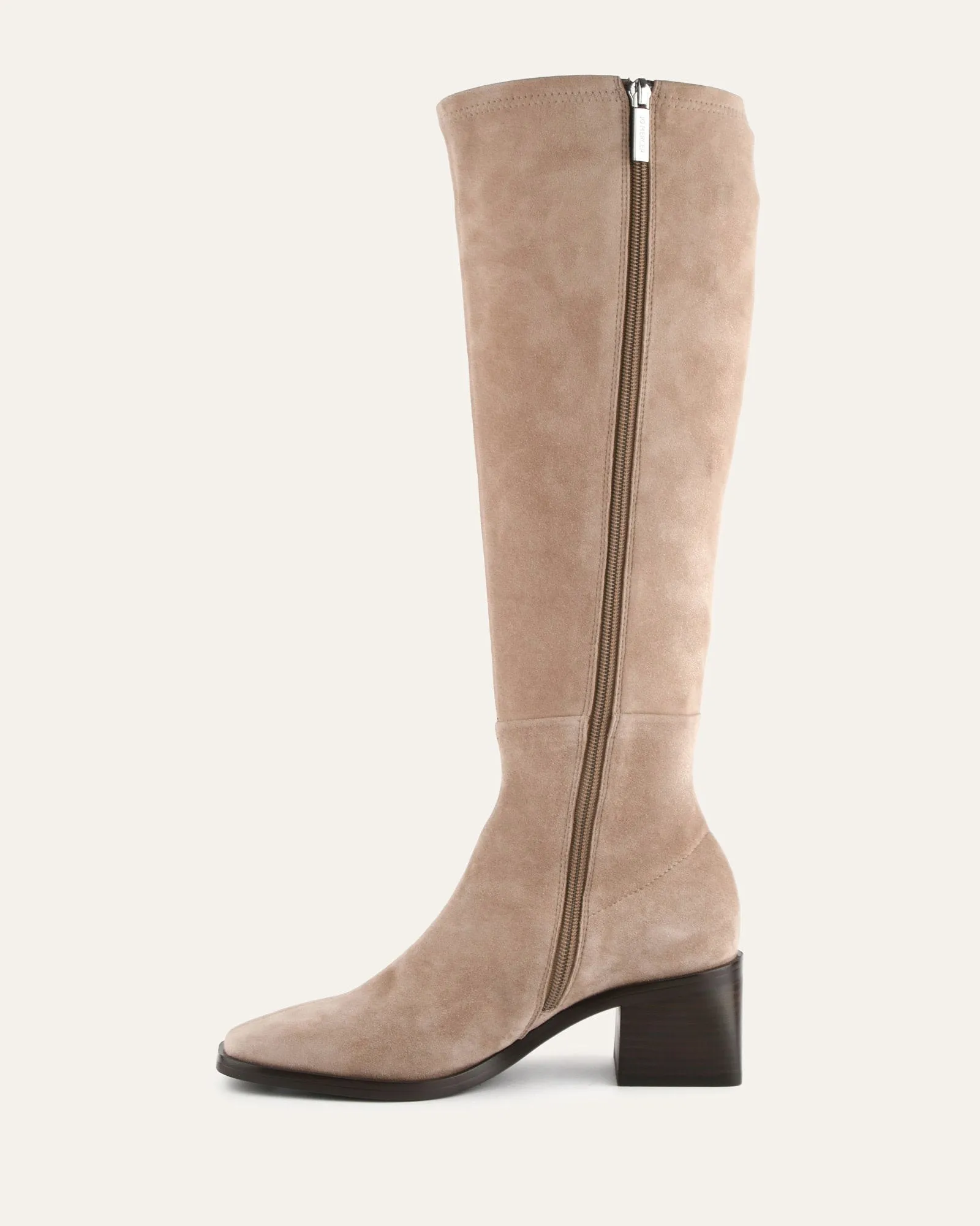 QUEENIE KNEE BOOTS TAUPE SUEDE Jo Mercer