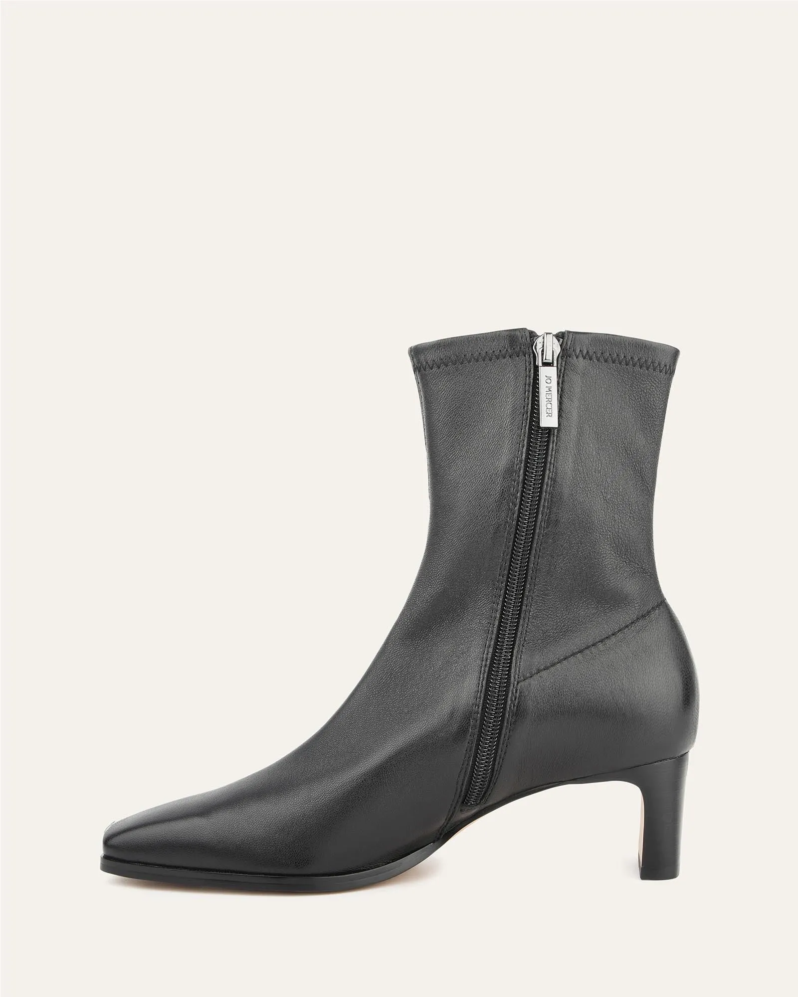 QUINCE MID ANKLE BOOTS BLACK LEATHER Jo Mercer