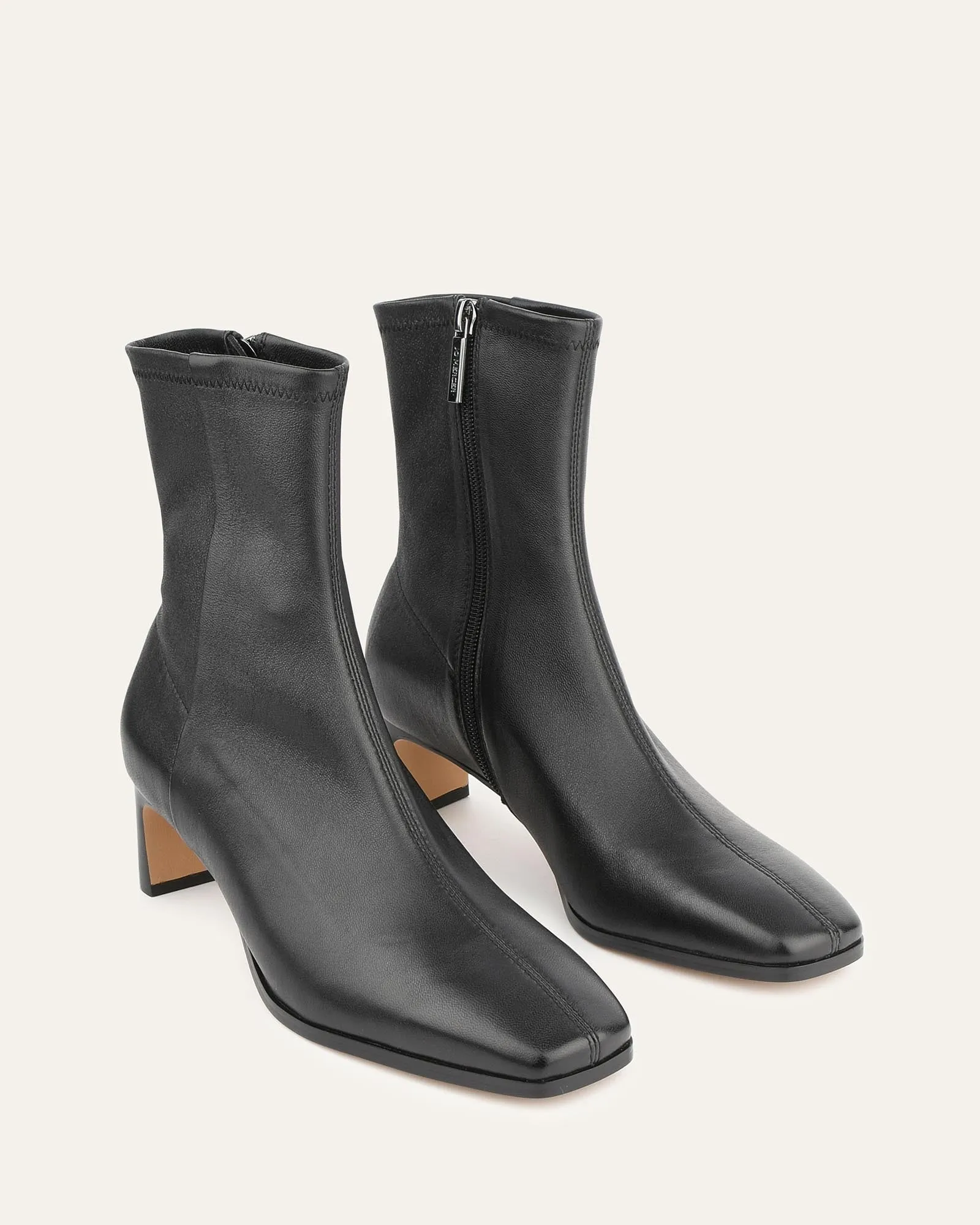 QUINCE MID ANKLE BOOTS BLACK LEATHER Jo Mercer