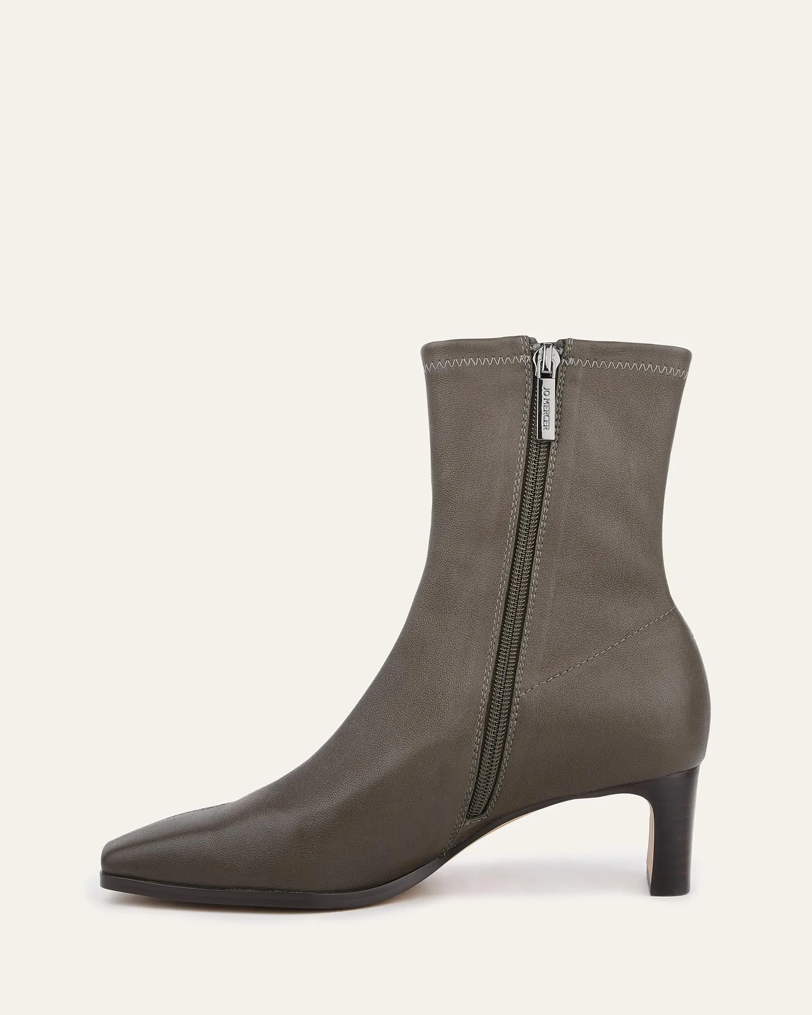 QUINCE MID ANKLE BOOTS DARK OLIVE LEATHER Jo Mercer