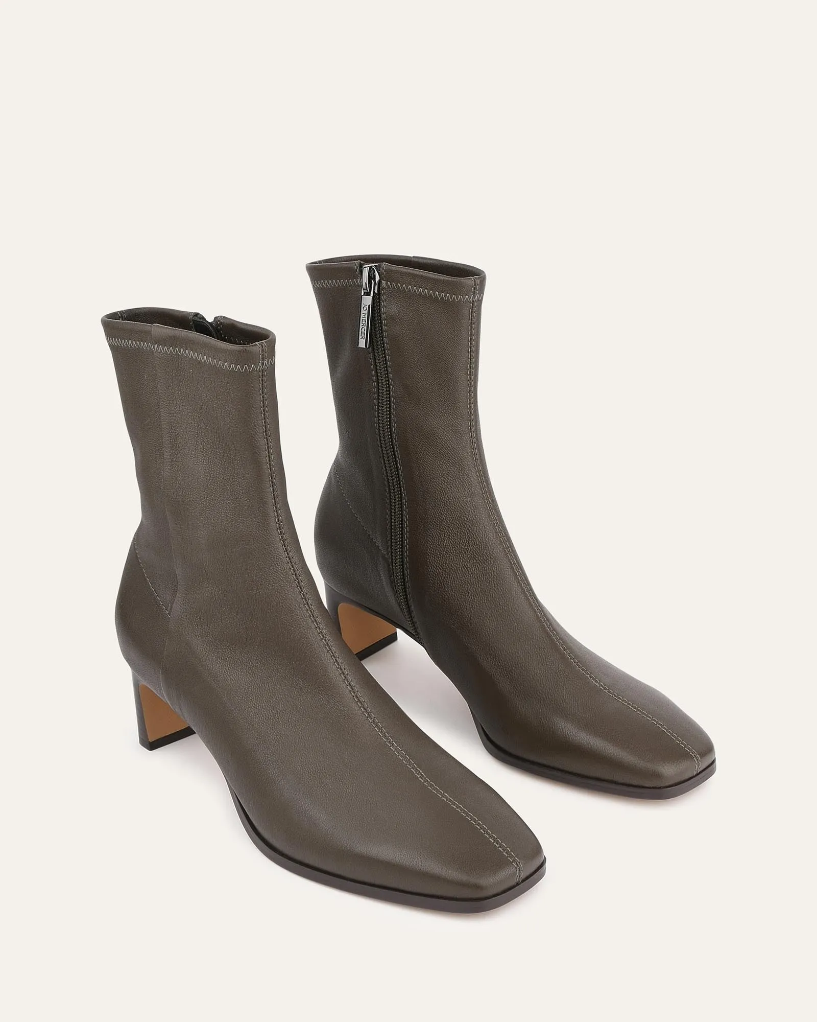 QUINCE MID ANKLE BOOTS DARK OLIVE LEATHER Jo Mercer
