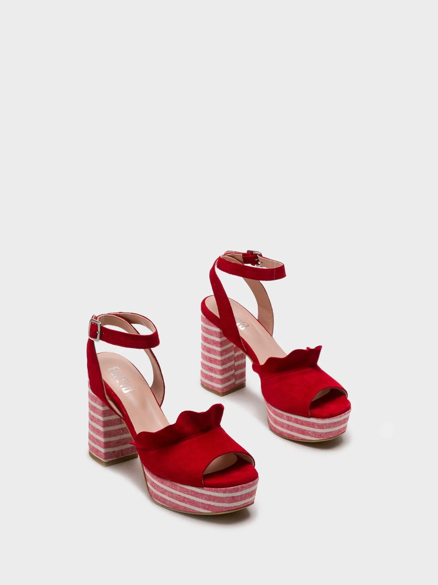 Red Chunky Heel Sandals