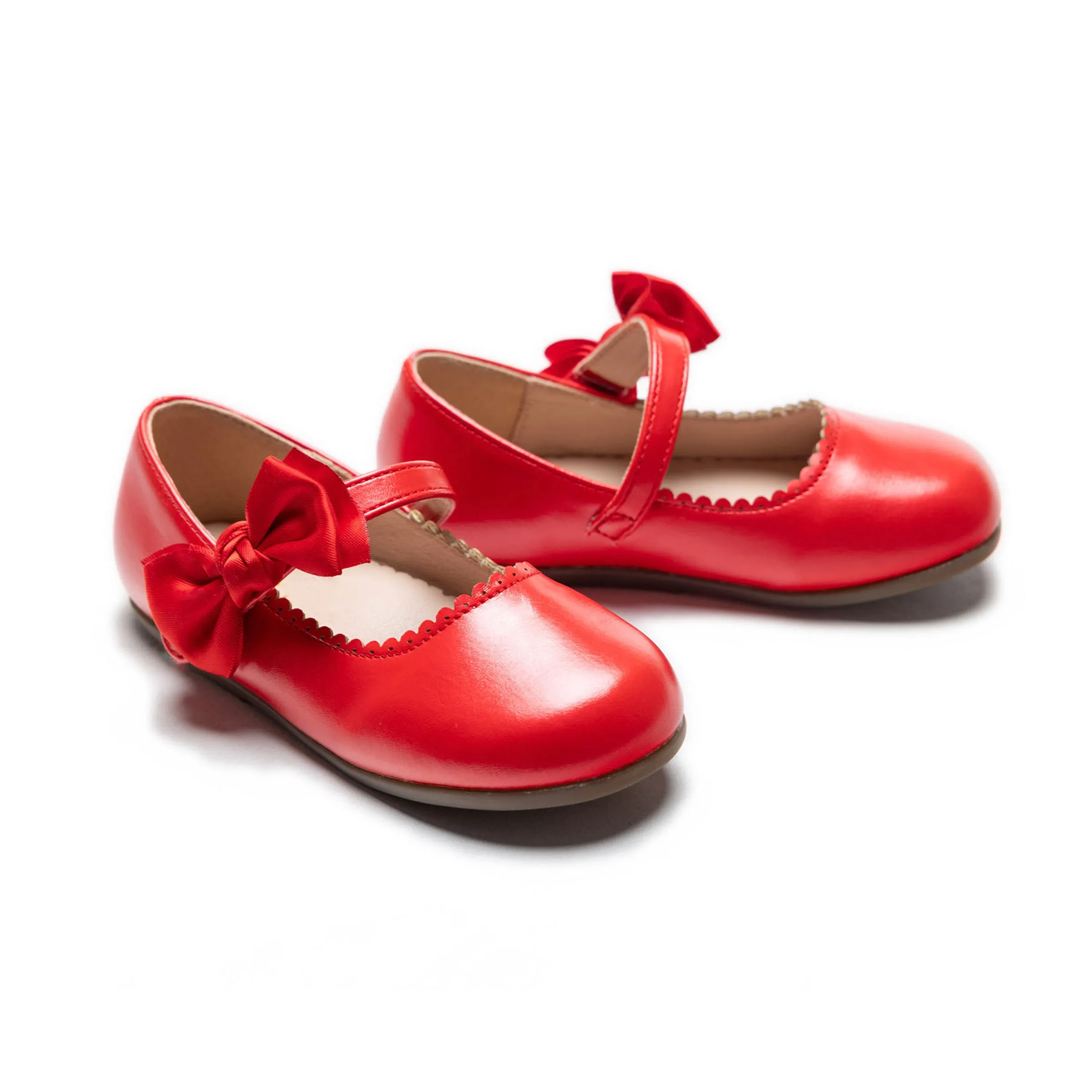 Red Satin Elodie Bow Flats