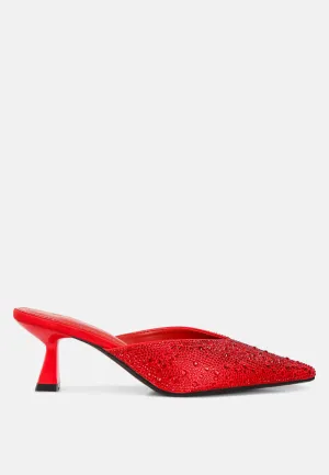 Reformation aldora rhinestones embellished satin mules