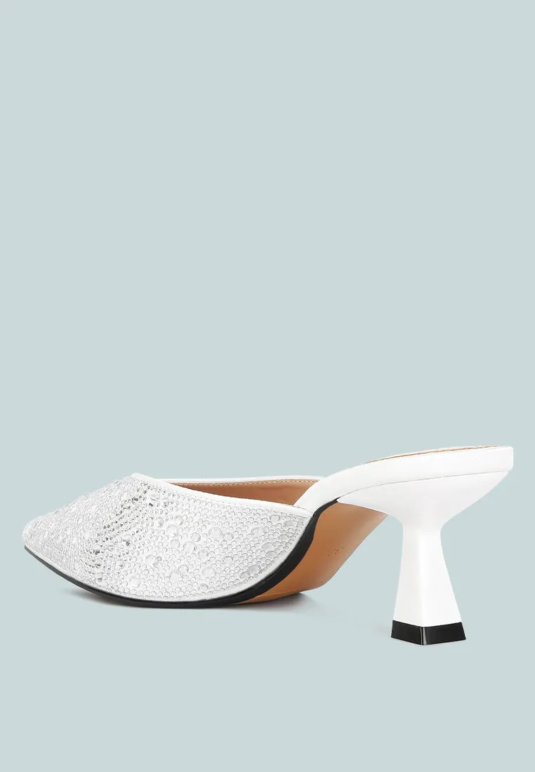 Reformation aldora rhinestones embellished satin mules