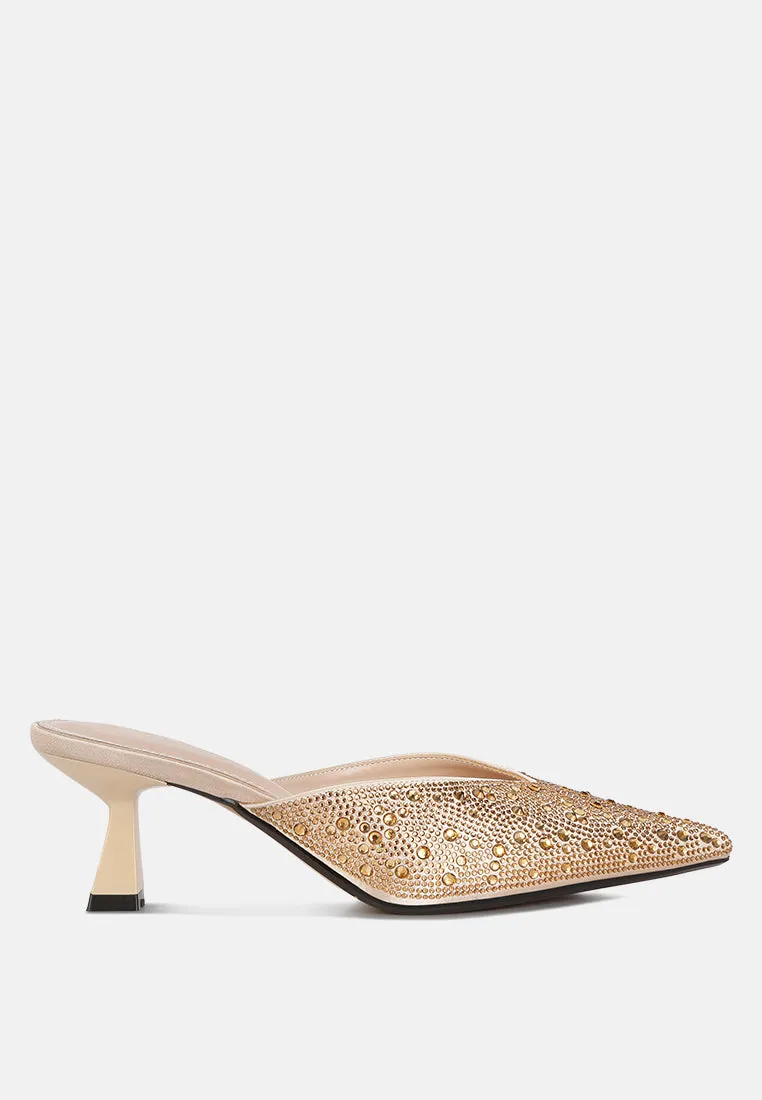 Reformation aldora rhinestones embellished satin mules