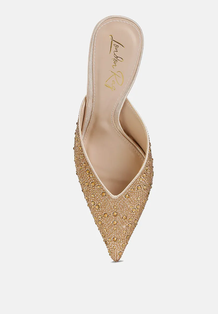 Reformation aldora rhinestones embellished satin mules