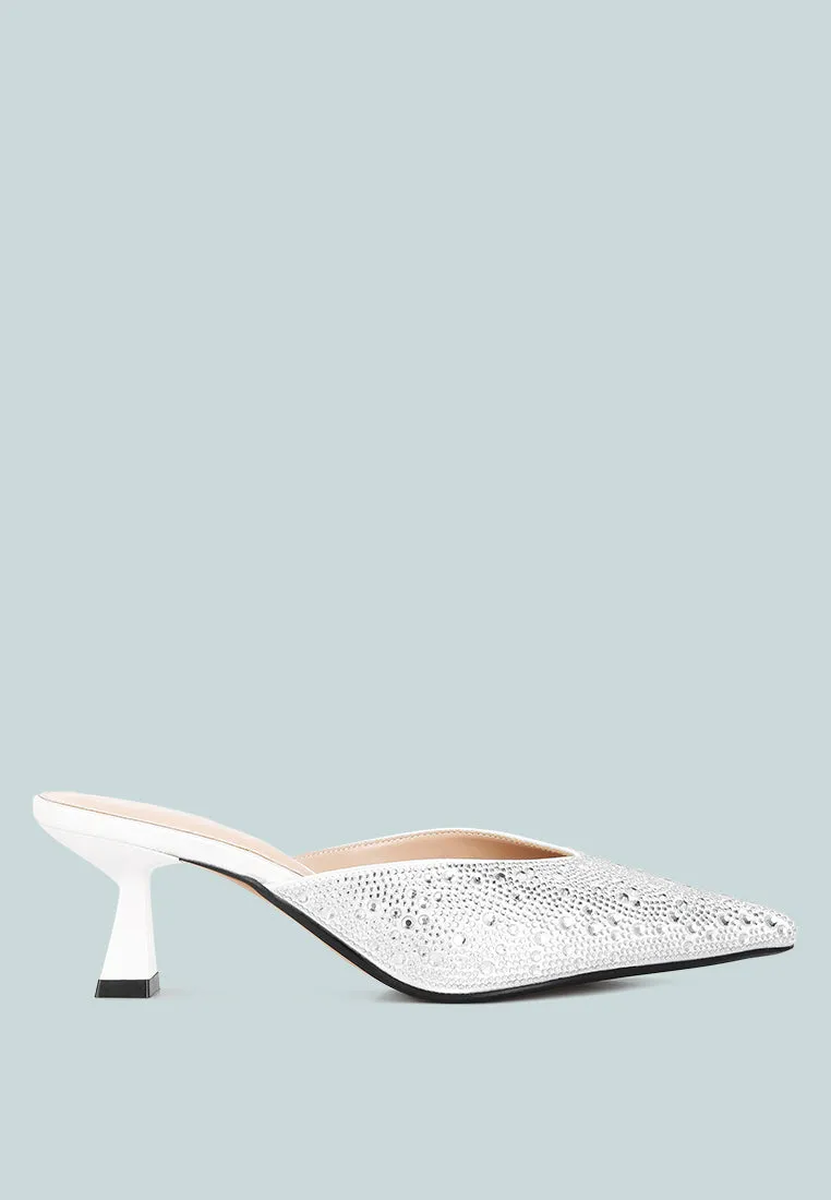Reformation aldora rhinestones embellished satin mules