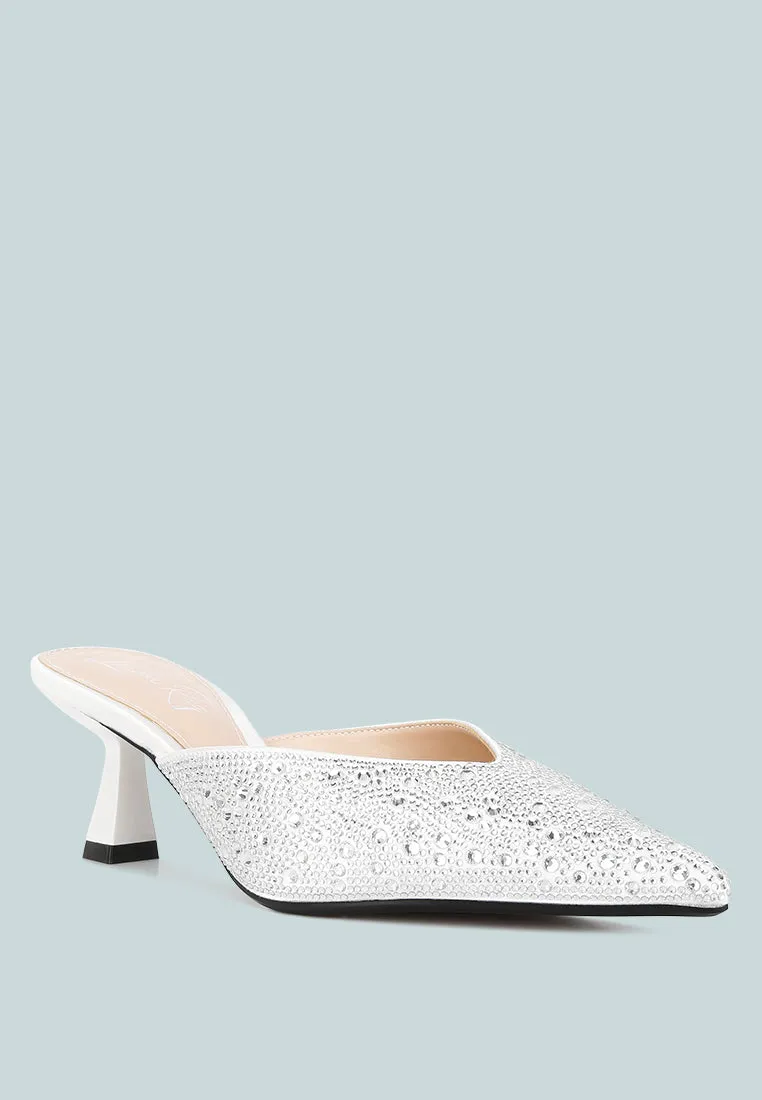 Reformation aldora rhinestones embellished satin mules