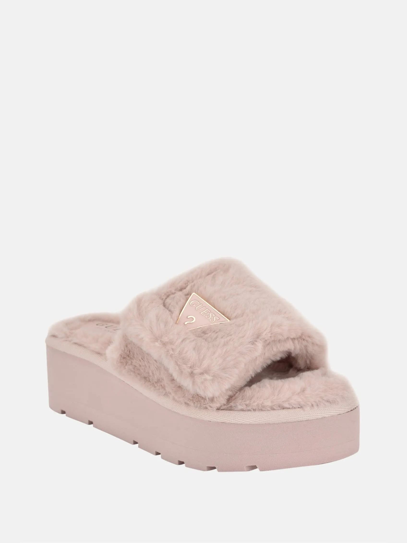 Reformation Alista Faux-Fur Platform Slide Sandals