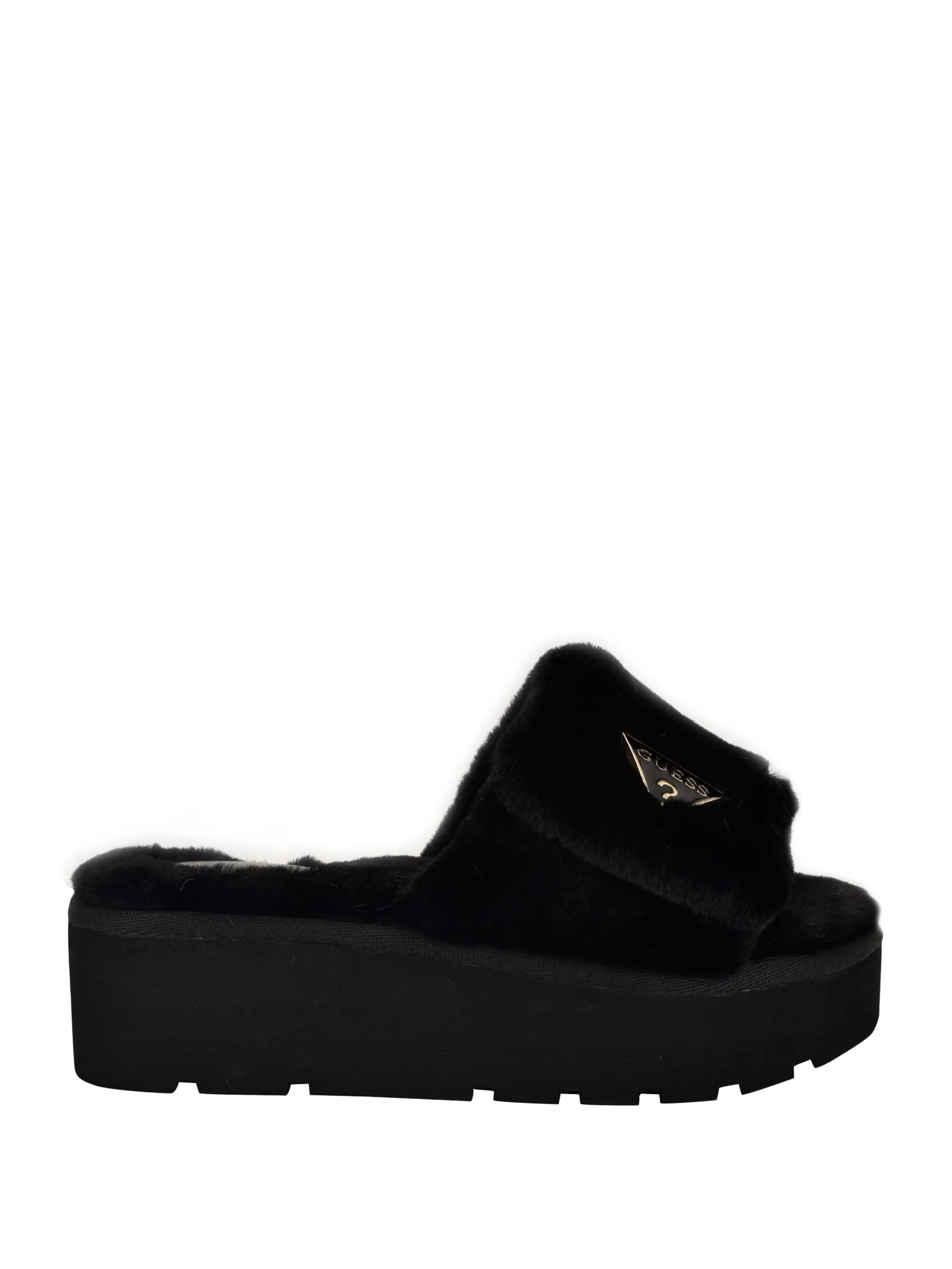 Reformation Alista Faux-Fur Platform Slide Sandals