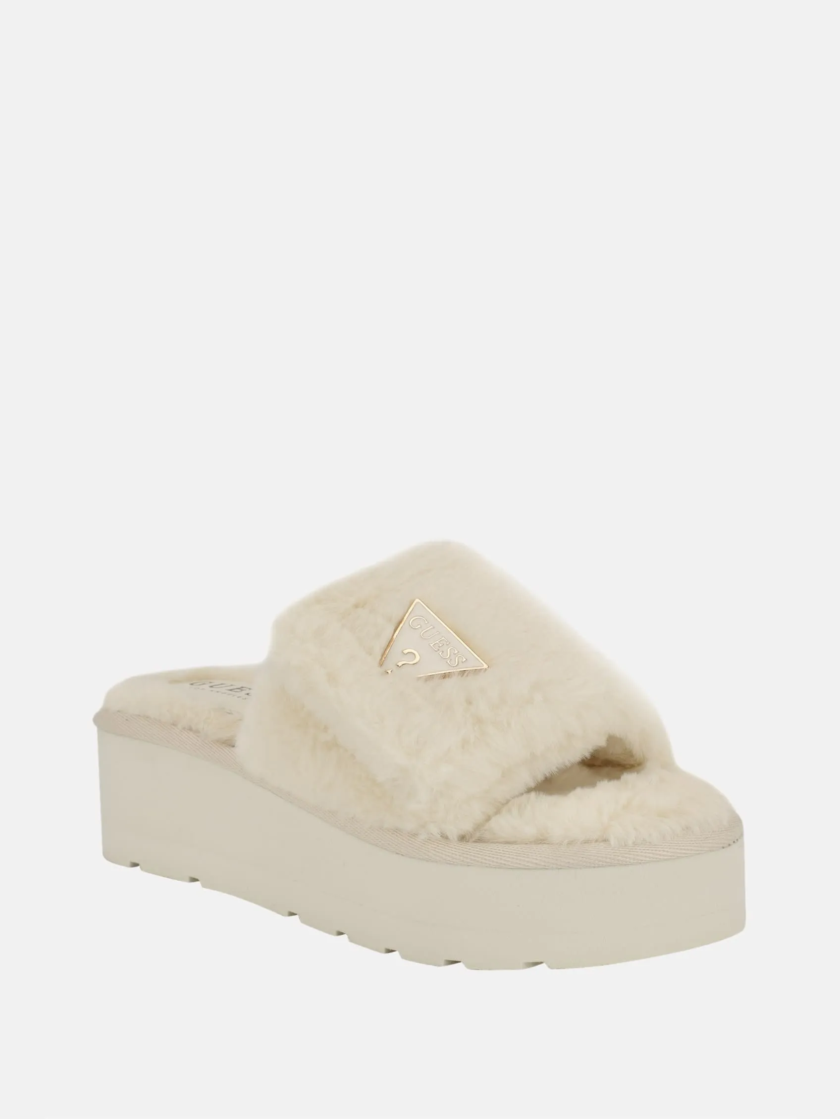 Reformation Alista Faux-Fur Platform Slide Sandals